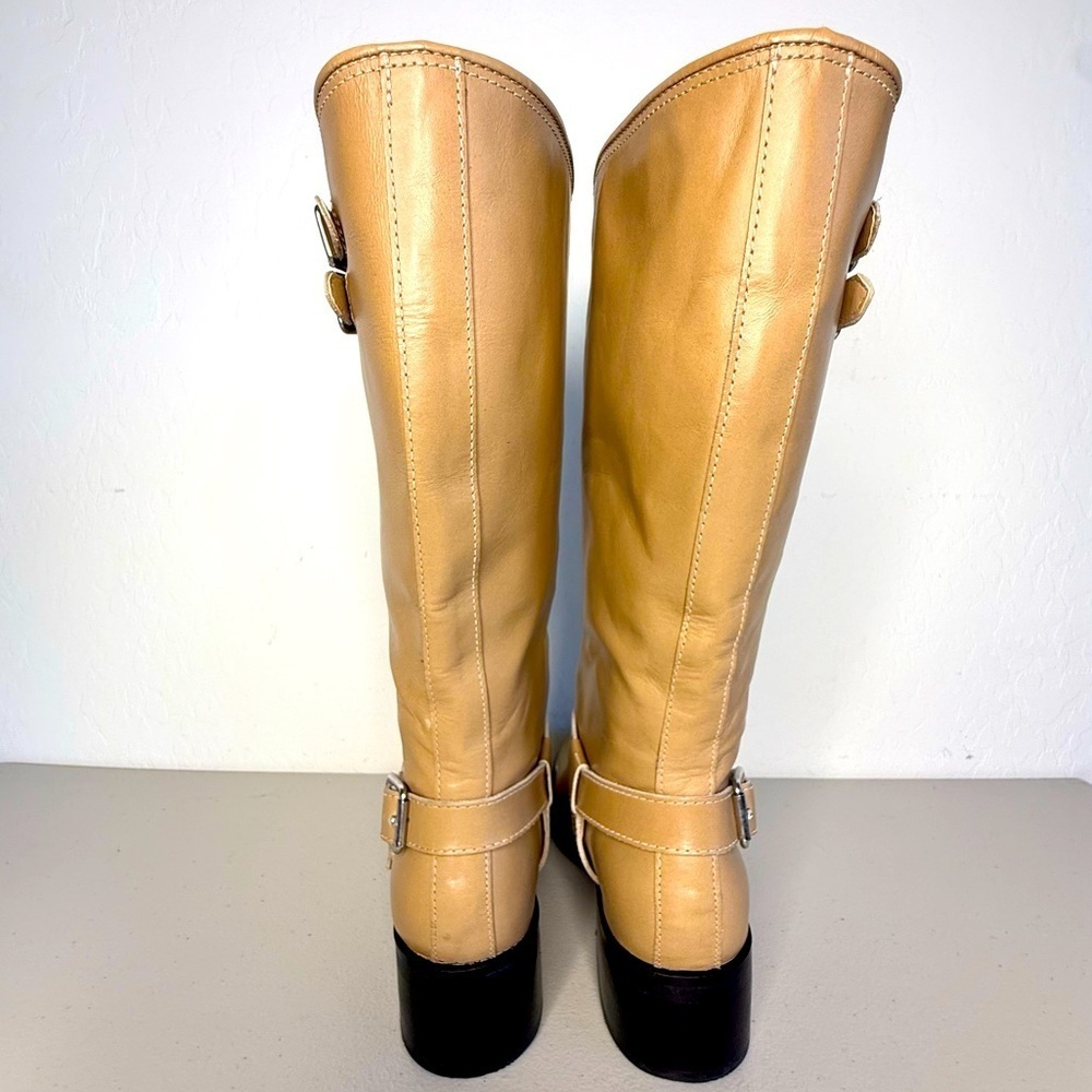 NEW Dolce Vita Evi Camel Leather Tall Harness Buckled Boots Women’s 7.5 - Picture 8 of 11